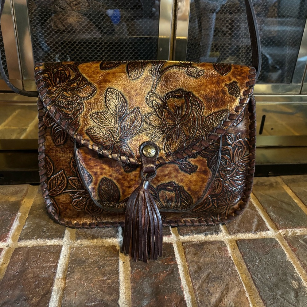 Brown tooled bag - gorgeous!